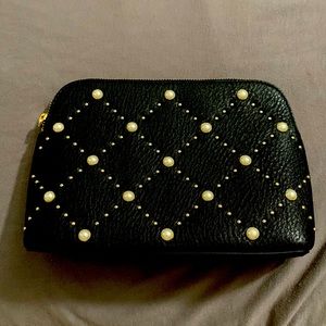 Kate Spade ♠️ Black Small Briley Hayes Street Pearl Cosmetic Bag